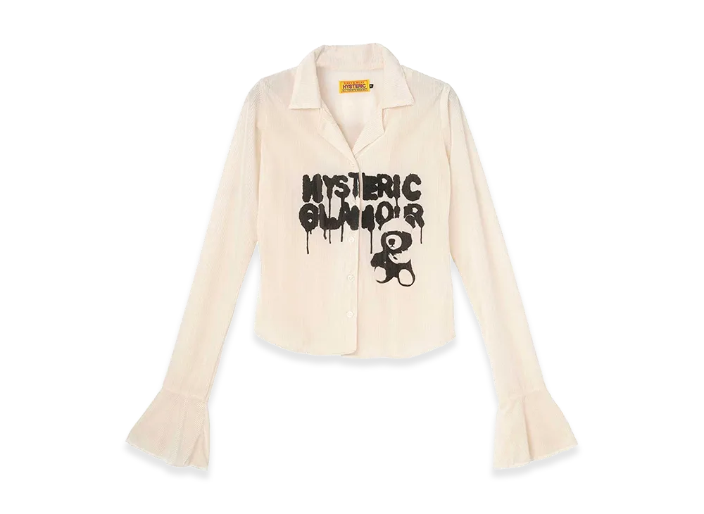 HYSTERIC GLAMOUR Women's Hysteric Teddy Bear Velour Tight Blouse "White"