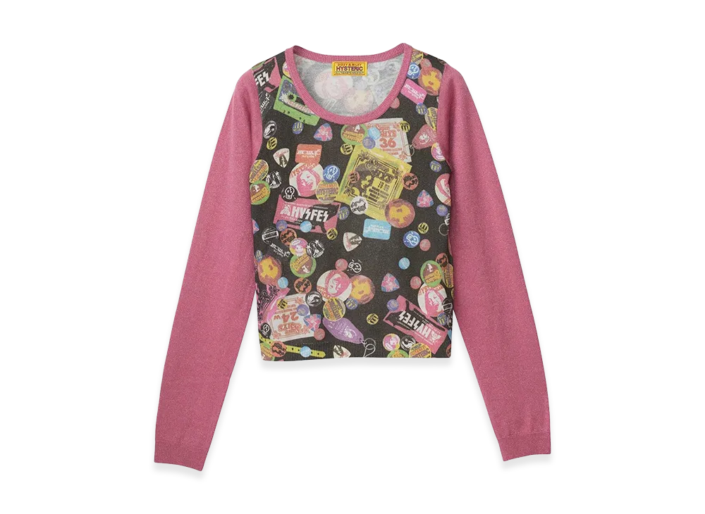 HYSTERIC GLAMOUR Women's Guitar Days Pullover "Pink"