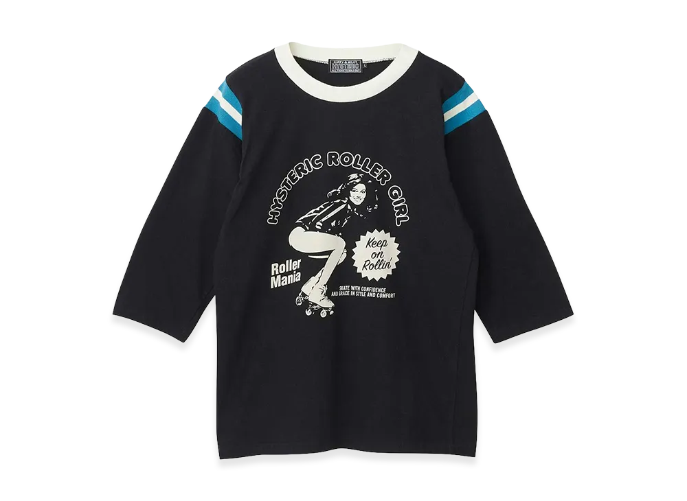HYSTERIC GLAMOUR Women's Hysteric Roller Mania Girl 3/4 Sleeve T-Shirt "Black"