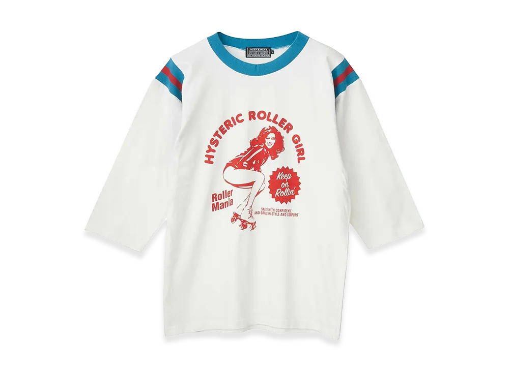 HYSTERIC GLAMOUR Women's Hysteric Roller Mania Girl 3/4 Sleeve T-Shirt "White"