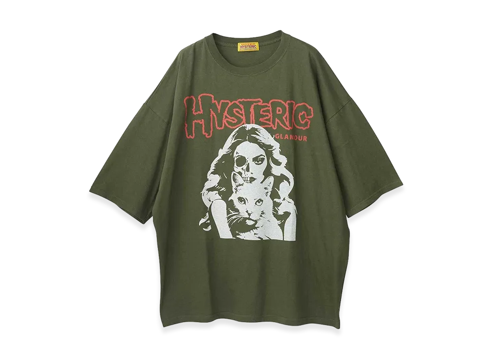 HYSTERIC GLAMOUR Women's Hysteric Woman Half Skull Cat Oversized Dress "Khaki"