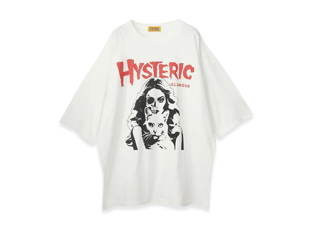HYSTERIC GLAMOUR Women's Hysteric Woman Half Skull Cat Oversized Dress "White"