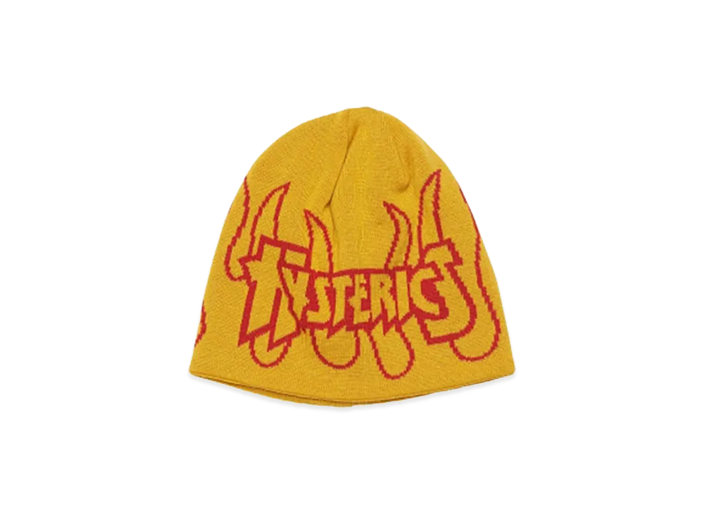 HYSTERIC GLAMOUR Fire Hysteric Beanie "White"