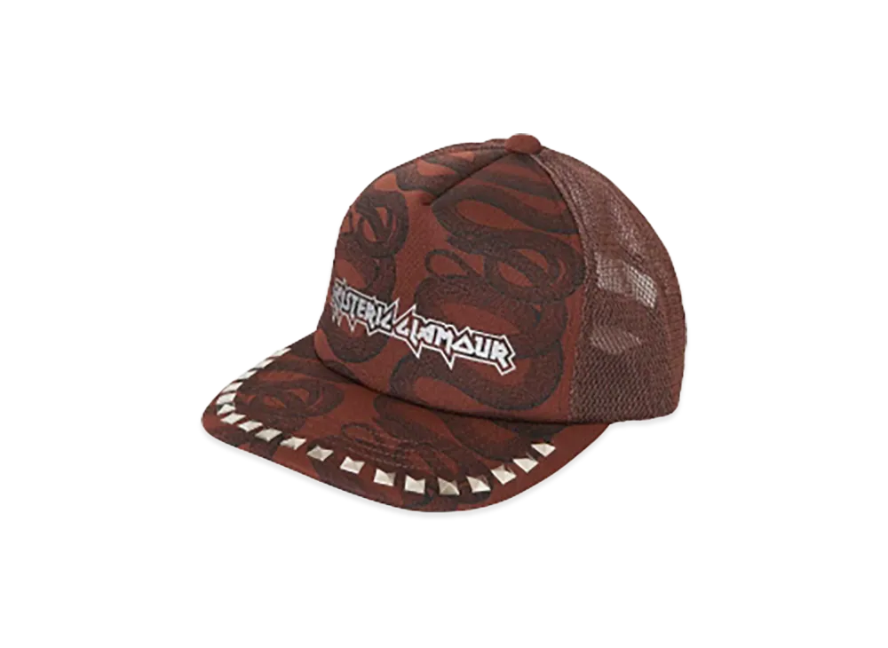 HYSTERIC GLAMOUR Snake Loop Studded Mesh Cap "White"