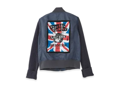 HYSTERIC GLAMOUR Women's KILLER KITTEN Knit Remake MA-1 Jacket "Gray"