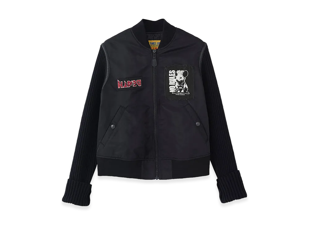 HYSTERIC GLAMOUR Women's KILLER KITTEN Knit Remake MA-1 Jacket "Black"