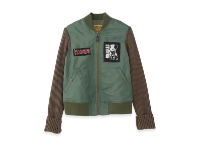 HYSTERIC GLAMOUR Women's KILLER KITTEN Knit Remake MA-1 Jacket "Khaki"