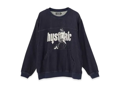 HYSTERIC GLAMOUR UP DOWN GIRL Denim Pullover "Light Indigo Blue"