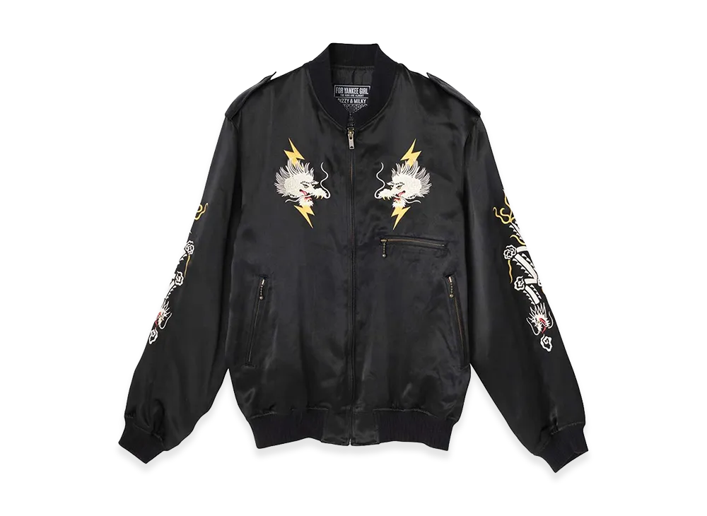 HYSTERIC GLAMOUR LIGHTNING DRAGON Embroidered Souvenir Jacket "Black"