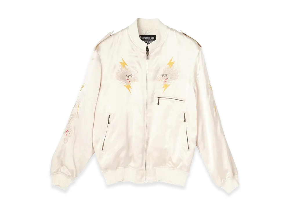 HYSTERIC GLAMOUR LIGHTNING DRAGON Embroidered Souvenir Jacket "White"