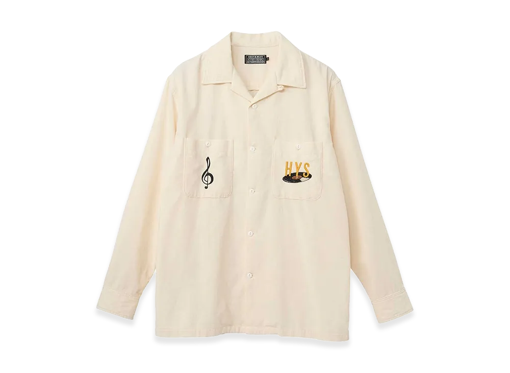 HYSTERIC GLAMOUR BREAK IT UP Embroidered Open Collar Shirt "White"