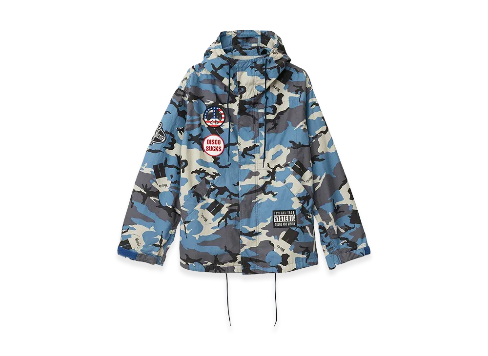 HYSTERIC GLAMOUR DISCO SUCKS Patch Hooded Jacket "Blue"