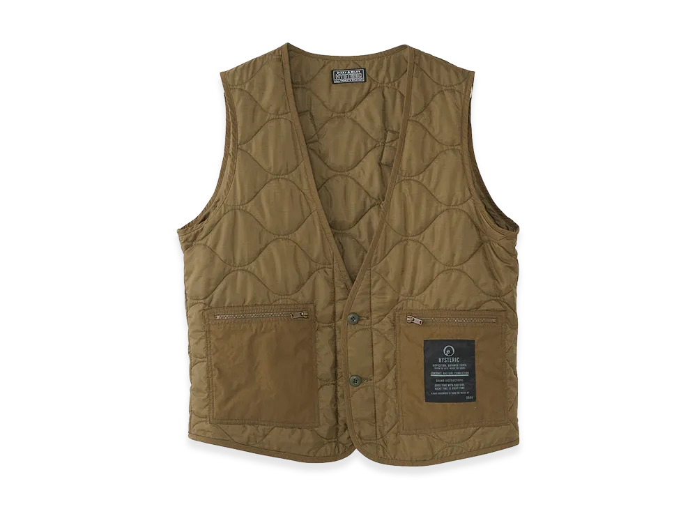HYSTERIC GLAMOUR HYSTERIC REVOLUTION Quilted Vest "Khaki"