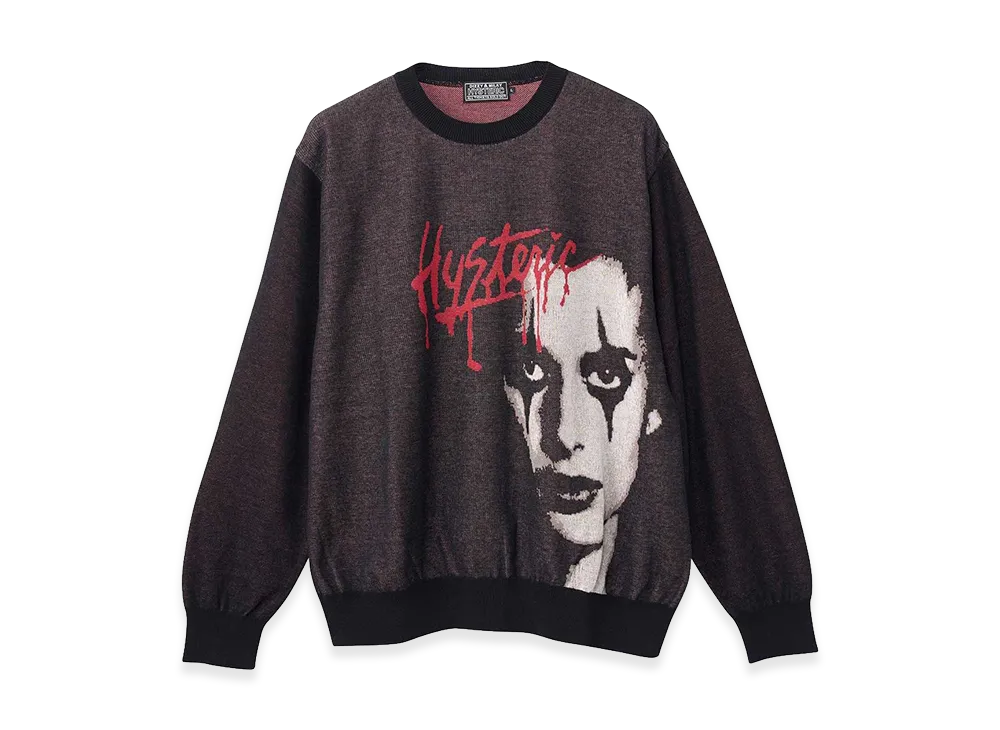 HYSTERIC GLAMOUR MOONSHINE Jacquard Sweater "Black"