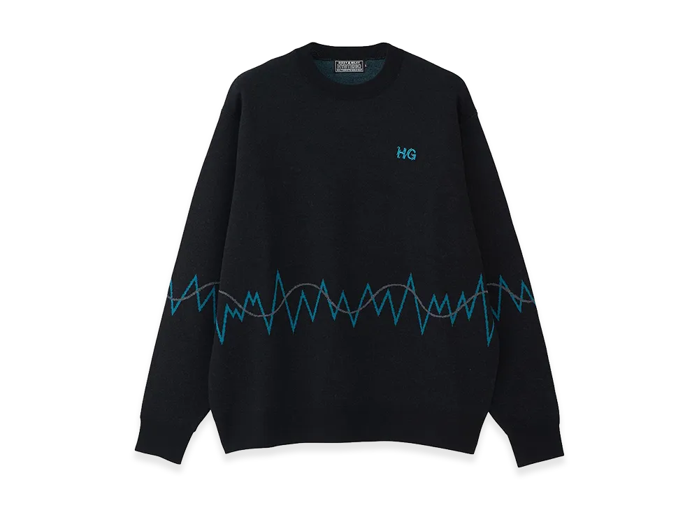 HYSTERIC GLAMOUR HG NEW WAVE LOGO Embroidered Sweater "Black"
