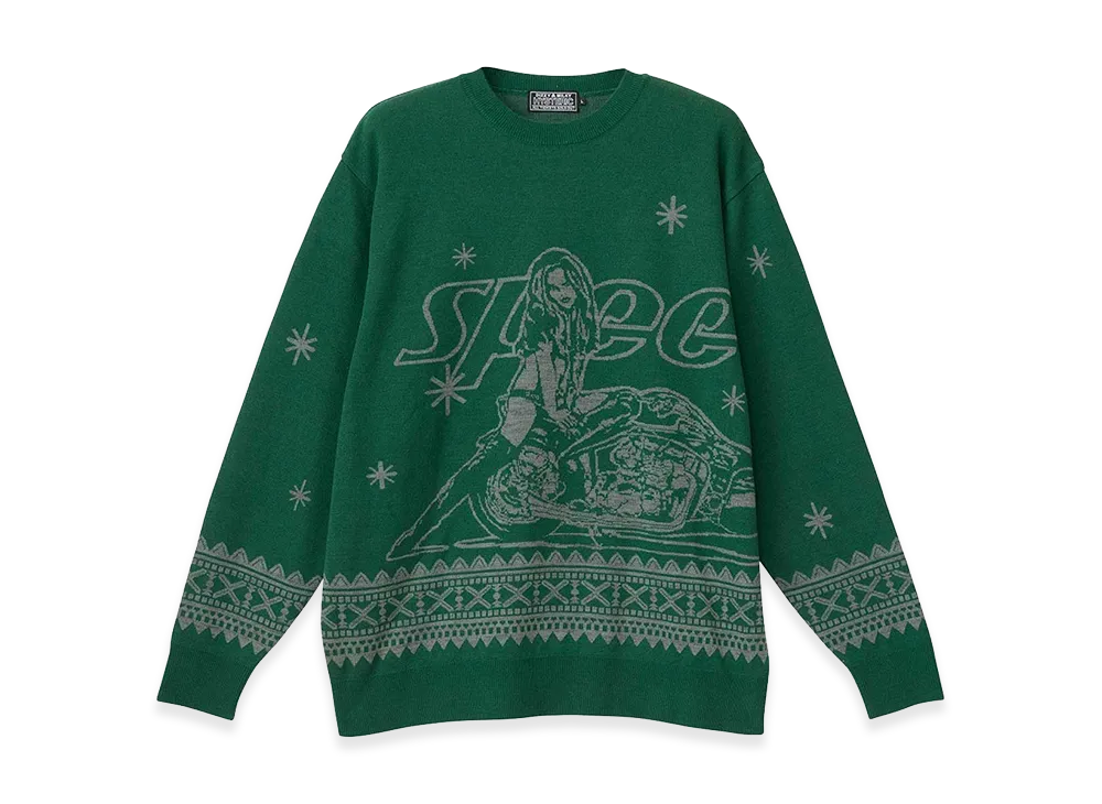 HYSTERIC GLAMOUR SPEEDSTER Jacquard Sweater "Green"