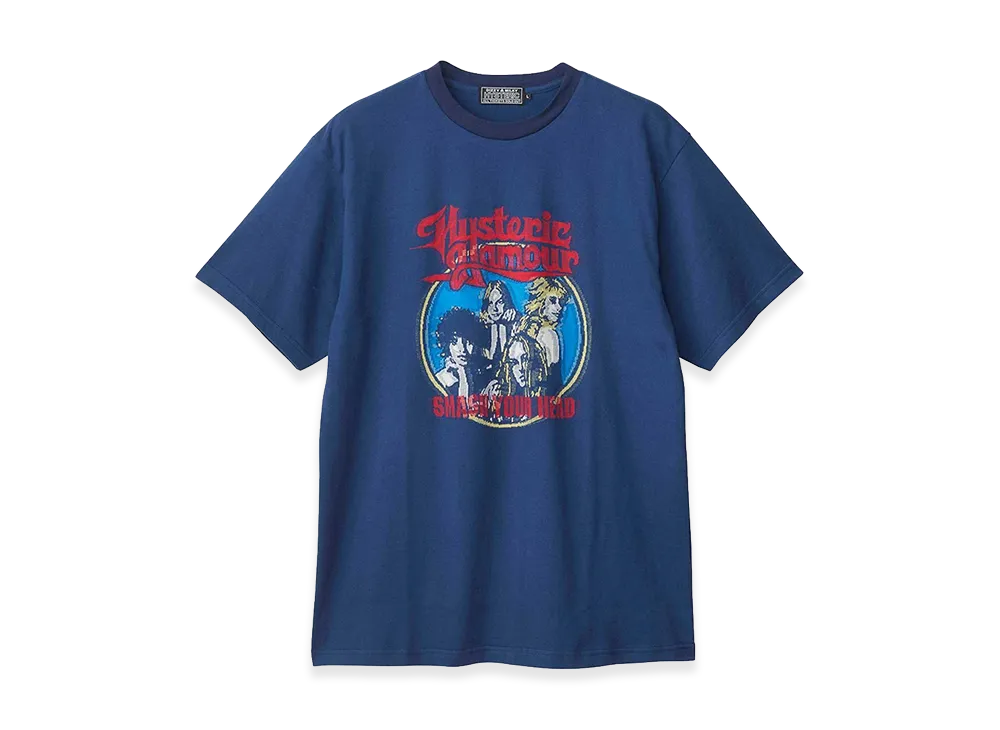 HYSTERIC GLAMOUR SMASH YOUR HEAD Jacquard T-Shirt "Navy"