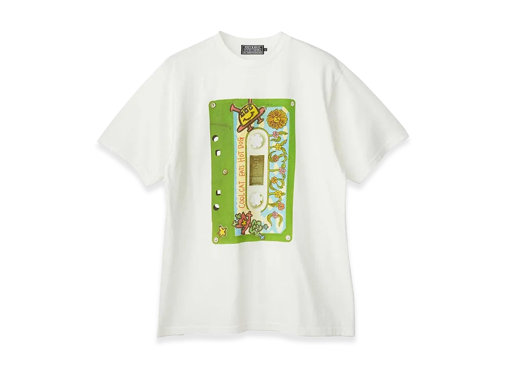 HYSTERIC GLAMOUR COOL CAT EATS HOT DOG T-Shirt "White"
