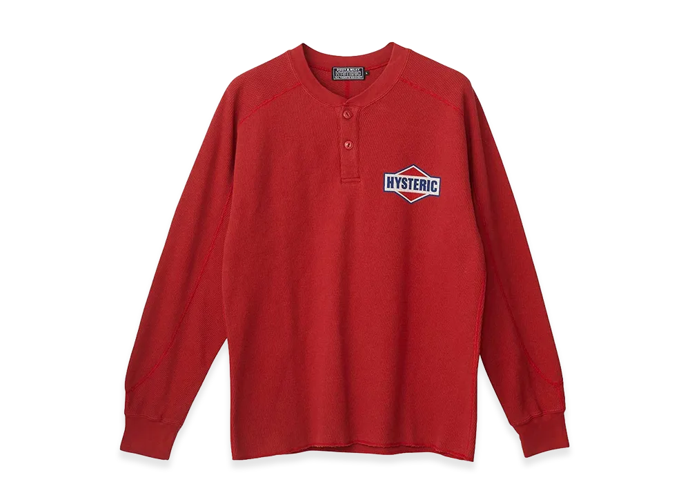 HYSTERIC GLAMOUR DIAMOND LOGO Henley Neck Sweatshirt "Red"