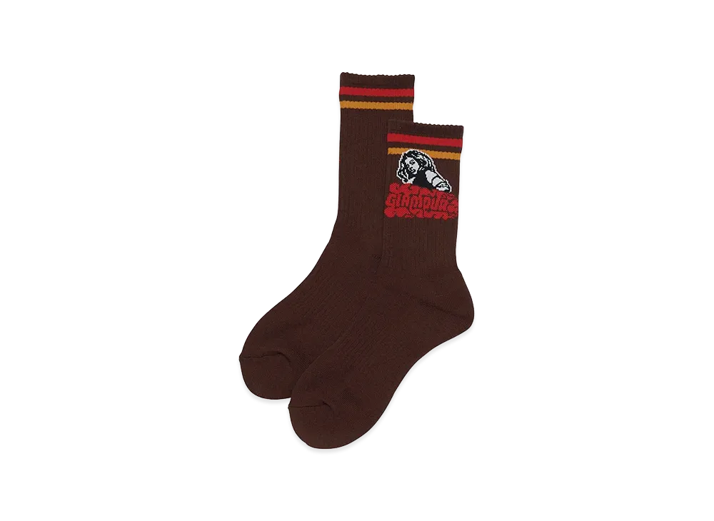 HYSTERIC GLAMOUR VIXEN GIRL Sports Socks "Brown"