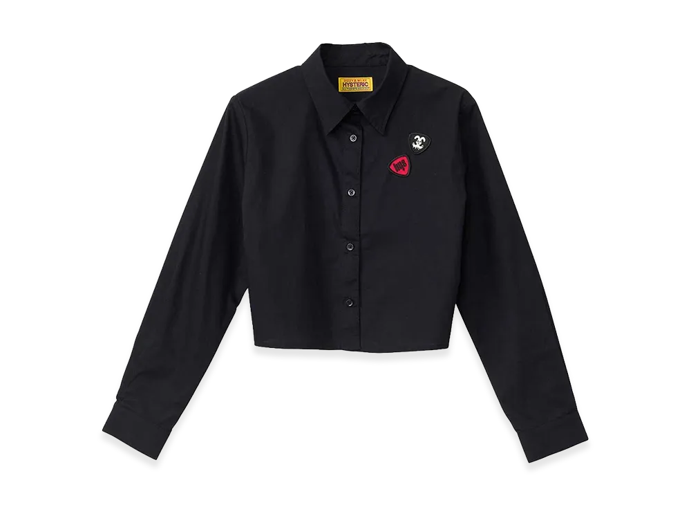 HYSTERIC GLAMOUR Women's RABBIT GHOST Patch Cropped Shirt "Black"