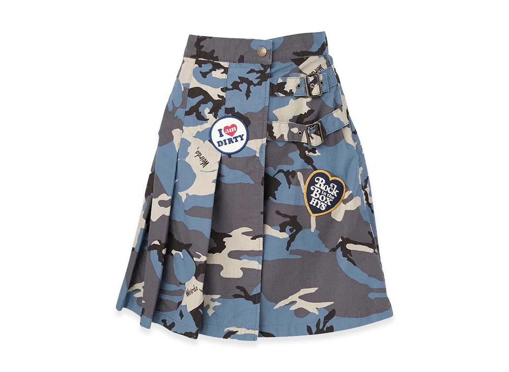 HYSTERIC GLAMOUR Women's Military Pleated Wrap Skirt "Blue"
