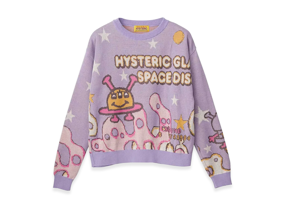 HYSTERIC GLAMOUR Women's SPACE DISCO Jacquard Sweater "Purple"