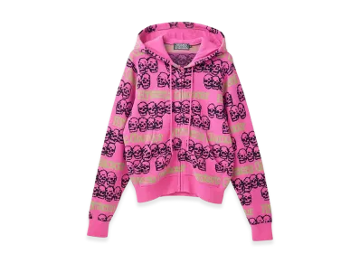 HYSTERIC GLAMOUR Women's SKULL STRIPE Pattern Jacquard Hoodie "Pink"