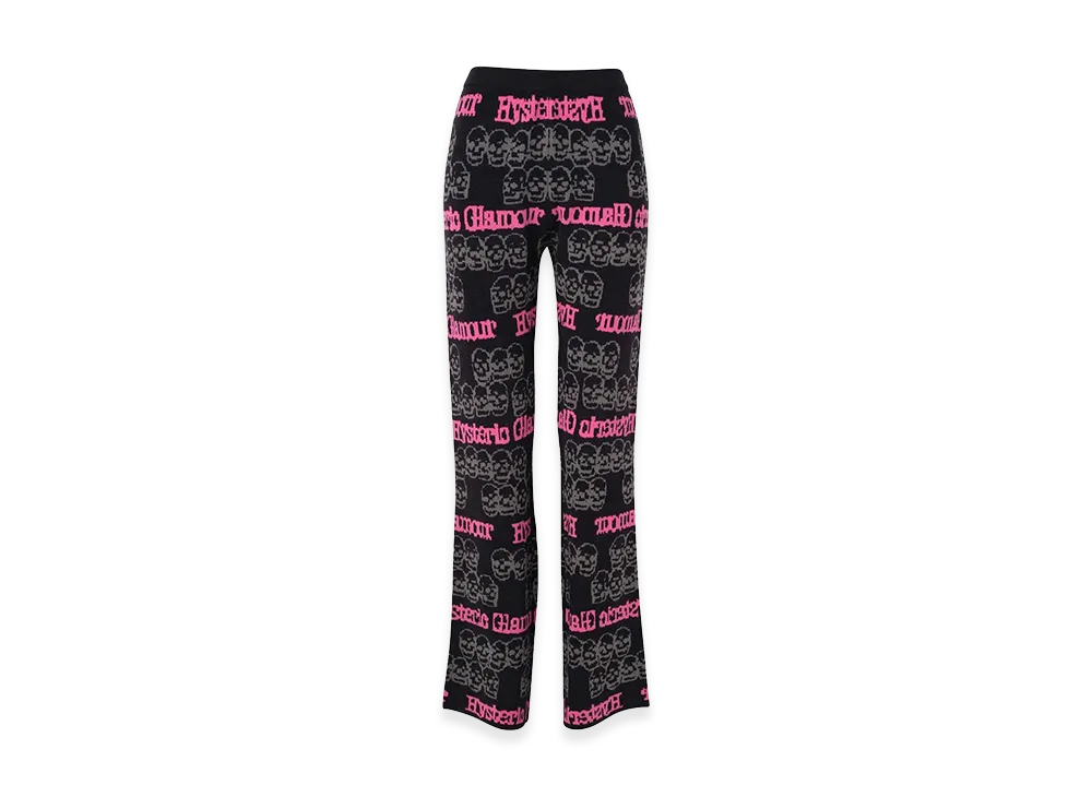 HYSTERIC GLAMOUR Women's SKULL STRIPE Pattern Jacquard Pants "Black"