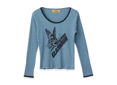 HYSTERIC GLAMOUR Women's BUTTERFLY GIRL Baby T-Shirt "Blue"