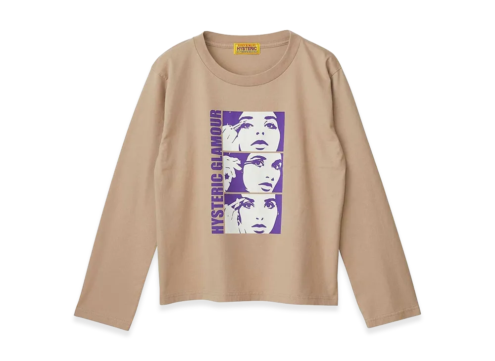 HYSTERIC GLAMOUR Women's WAKE UP MAKE UP T-Shirt "Beige"