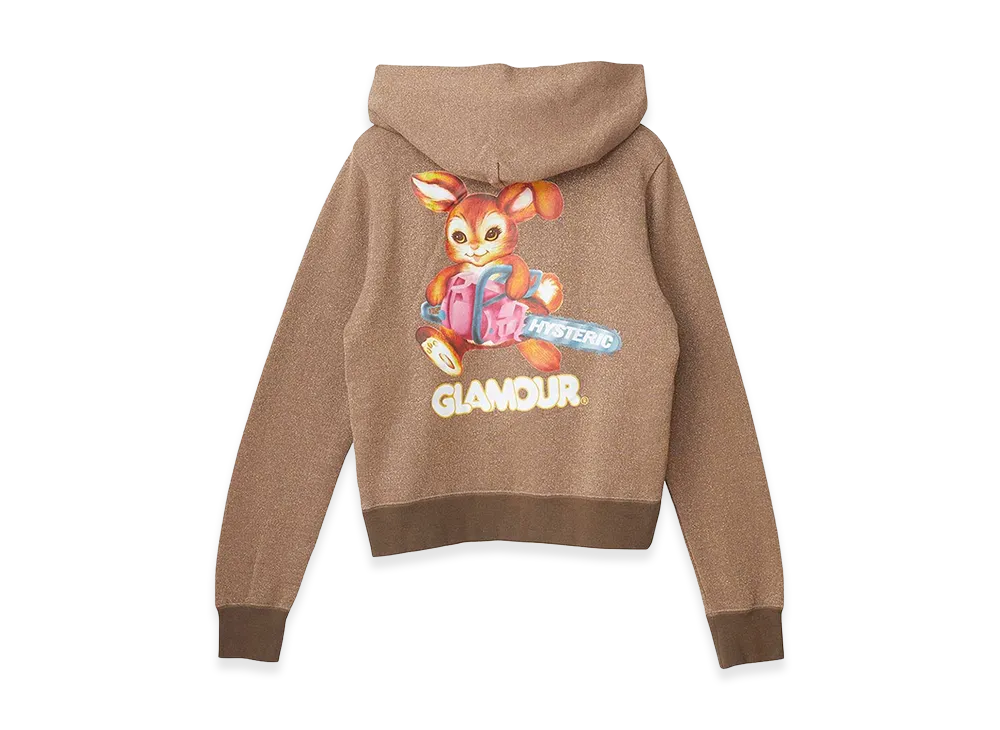 HYSTERIC GLAMOUR Women's CHAINSAW BUNNY Cropped Hoodie "Brown"
