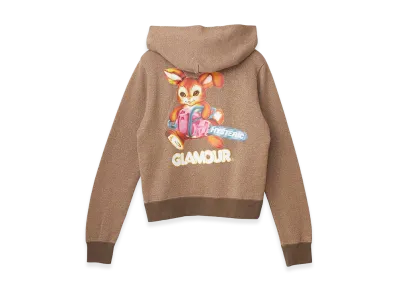 HYSTERIC GLAMOUR Women's CHAINSAW BUNNY Cropped Hoodie "Brown"