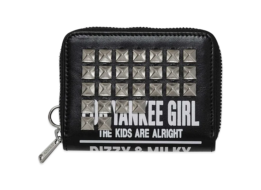 HYSTERIC GLAMOUR Women's DIZZY & MILKY Studded Round Zip Wallet "Black"