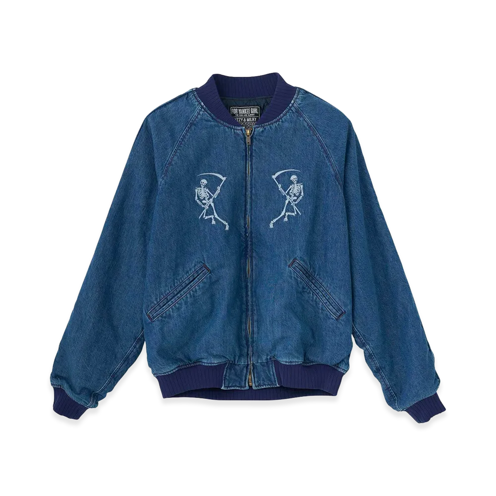 HYSTERIC GLAMOUR The Ripper Embroidery Denim Souvenir Jacket "Light Indigo Blue"