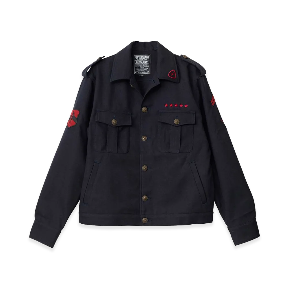 HYSTERIC GLAMOUR Motor City Fever Patch Military Jacket "Navy Other"