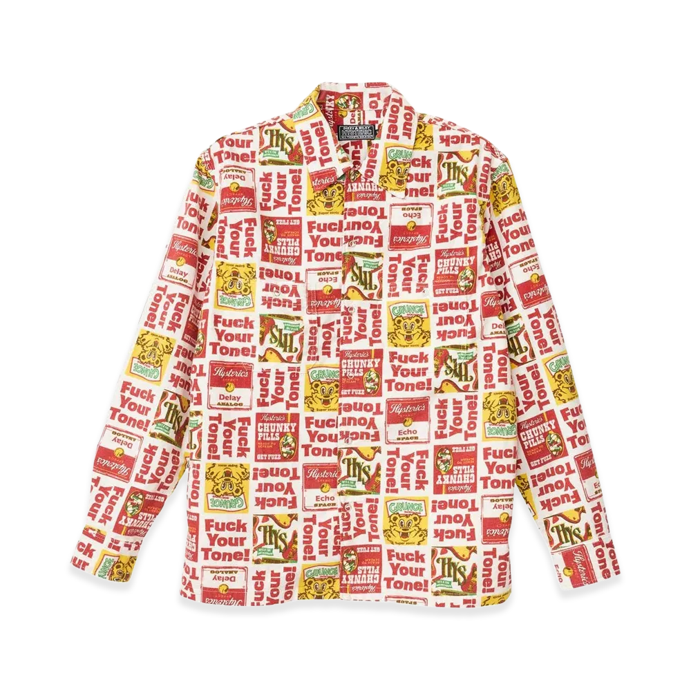 HYSTERIC GLAMOUR Get Fuzz Pattern Engineer Shirt "White Other"
