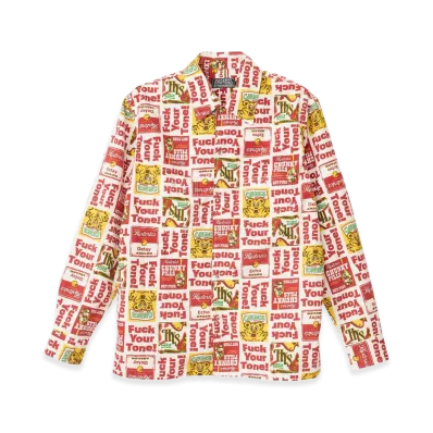 HYSTERIC GLAMOUR Get Fuzz Pattern Engineer Shirt "White Other"