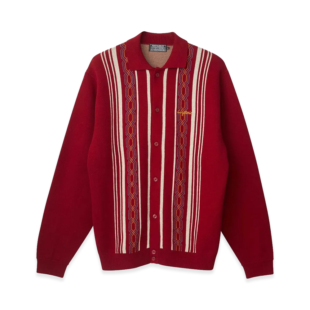 HYSTERIC GLAMOUR HYS Embroidery Polo Cardigan "Red"