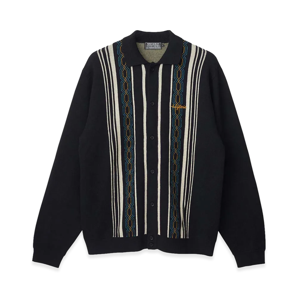 HYSTERIC GLAMOUR HYS Embroidery Polo Cardigan "Black"