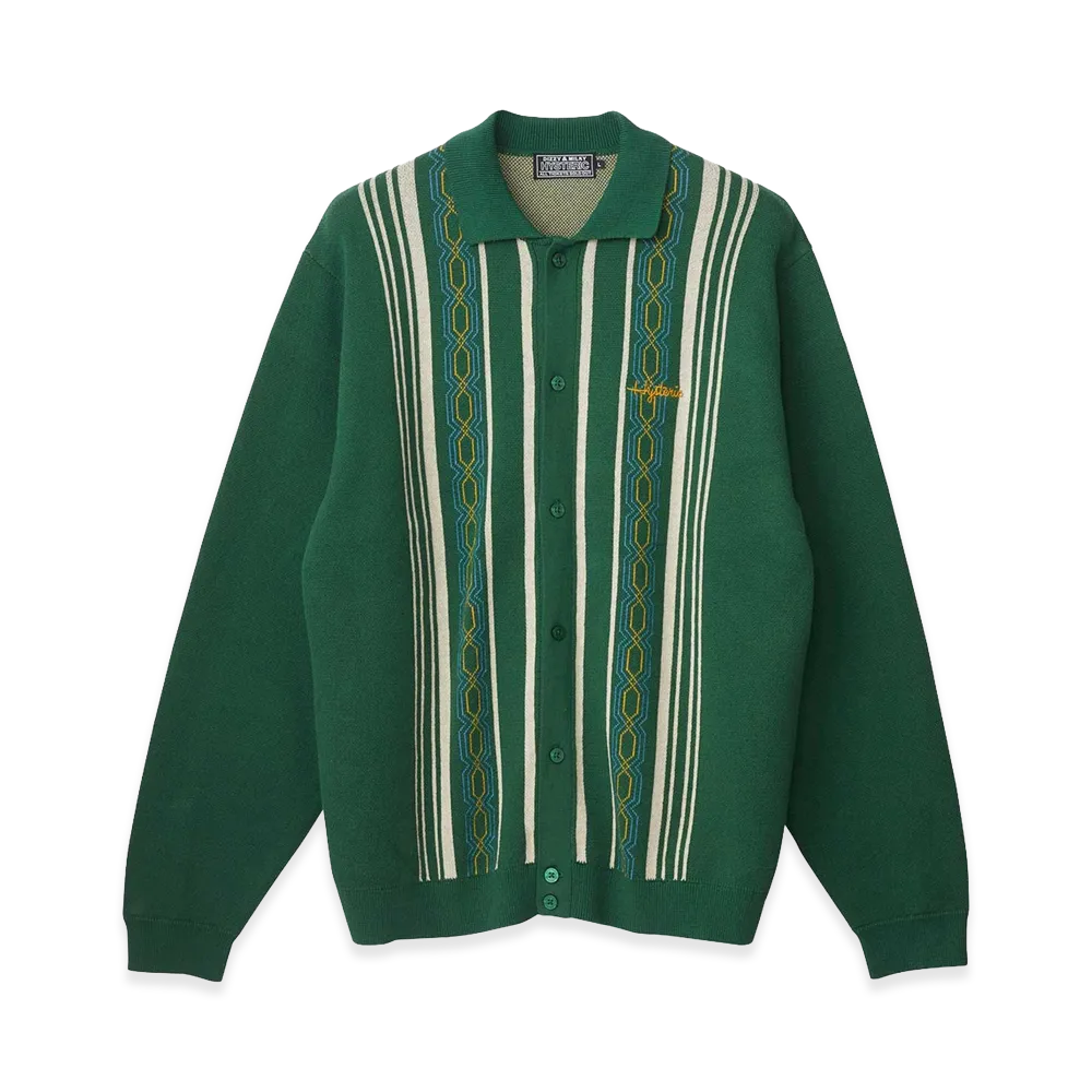 HYSTERIC GLAMOUR HYS Embroidery Polo Cardigan "Green"