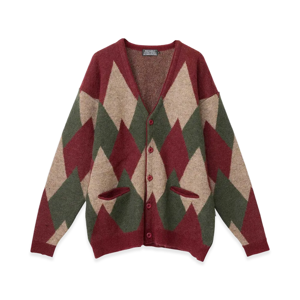 HYSTERIC GLAMOUR Argyle Jacquard Cardigan "Red"