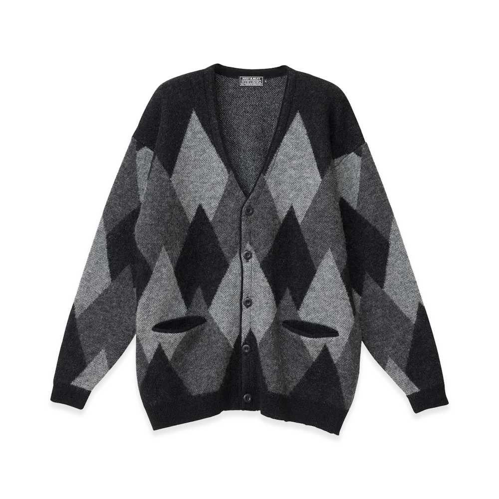 HYSTERIC GLAMOUR Argyle Jacquard Cardigan "Black"