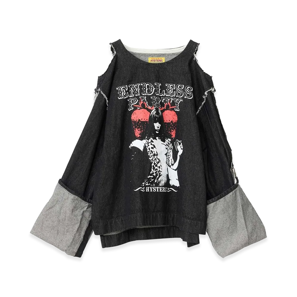 HYSTERIC GLAMOUR Women's Whip Your Berry Denim Pullover "Black"