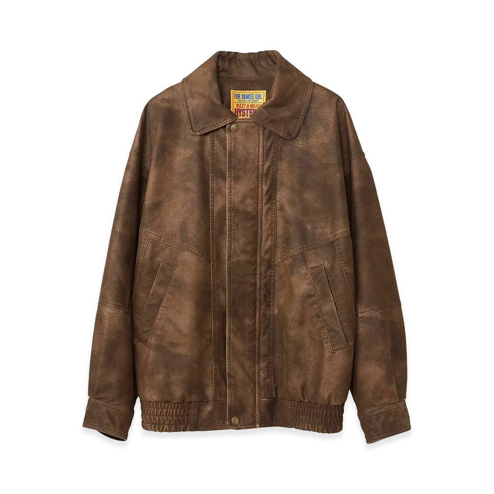 HYSTERIC GLAMOUR Women's Faux Leather Blouson "Brown"