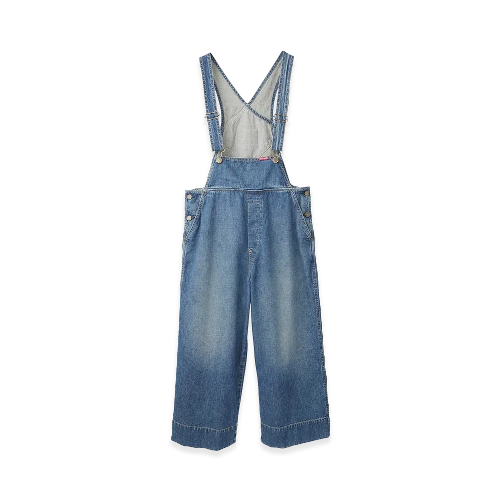 HYSTERIC GLAMOUR Women's Ankle Length Denim Overalls "Light Indigo Blue"