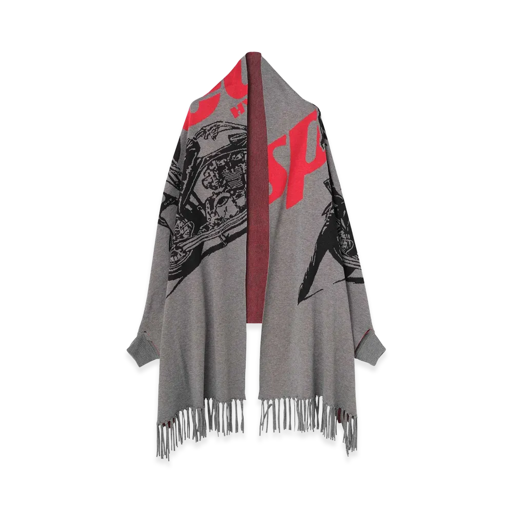 HYSTERIC GLAMOUR Women's Speedster Jacquard Shawl Cardigan "Top Gray"