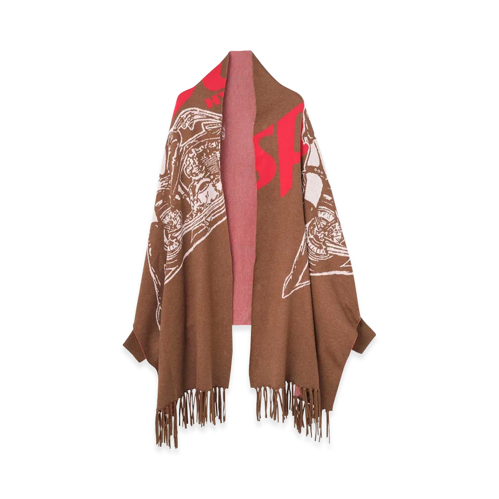 HYSTERIC GLAMOUR Women's Speedster Jacquard Shawl Cardigan "Brown"