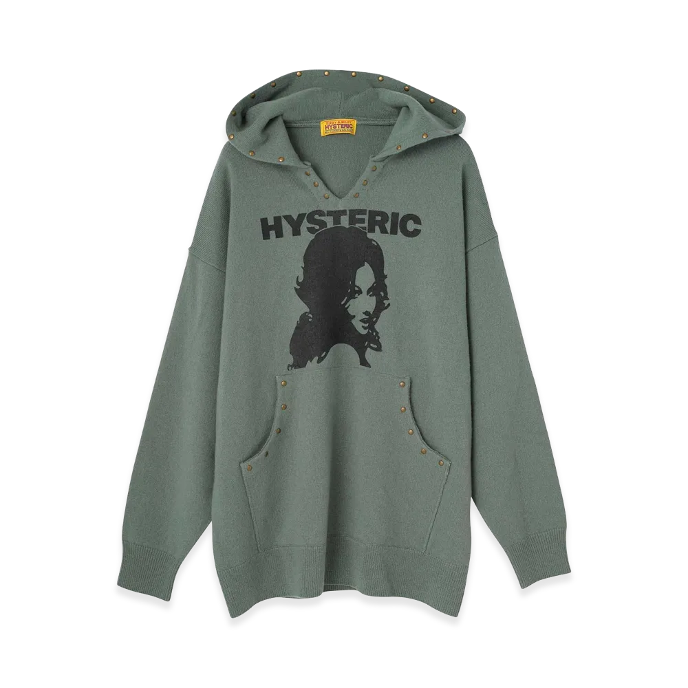 HYSTERIC GLAMOUR Women's Woman Head Hoodie "Green"