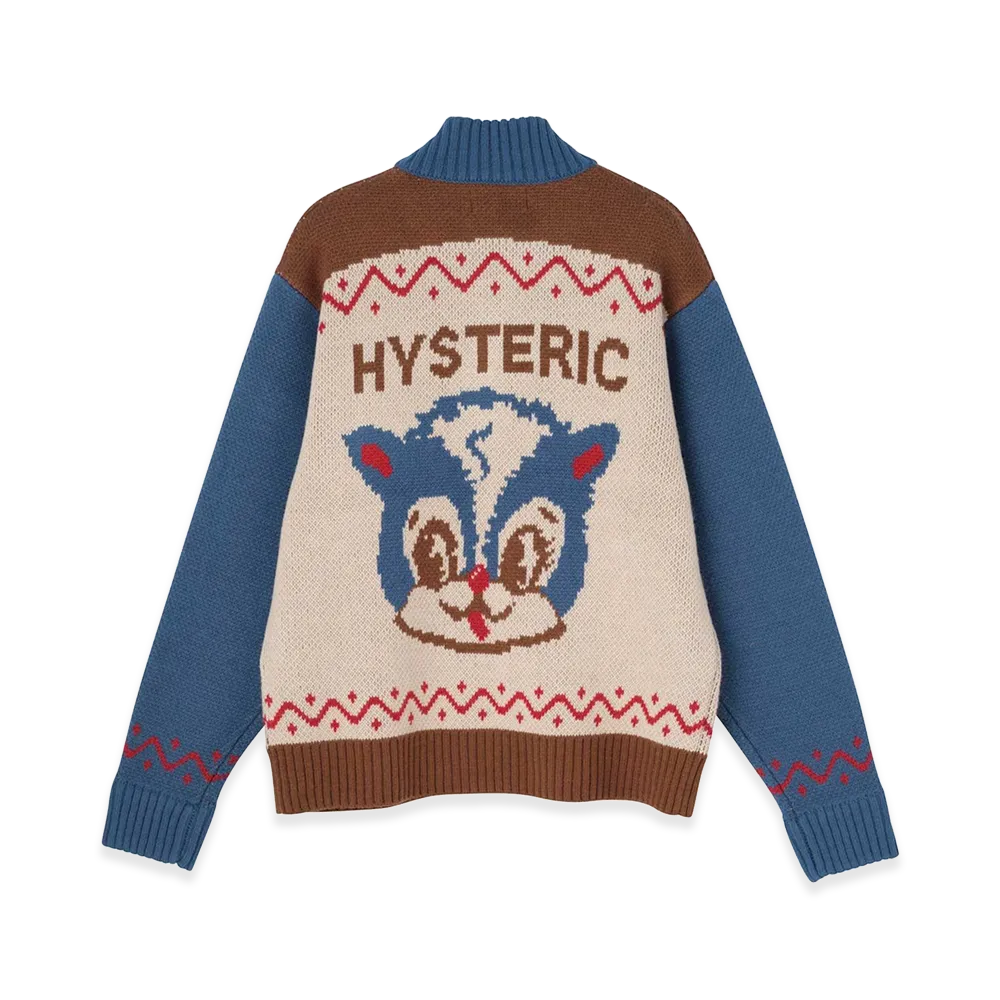 HYSTERIC GLAMOUR Women's Hysteric Skunk Jacquard Jumper "Blue"
